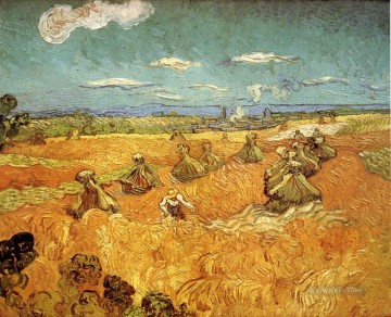 Vincent Van Gogh Painting - Pilas de trigo con Reaper Vincent van Gogh